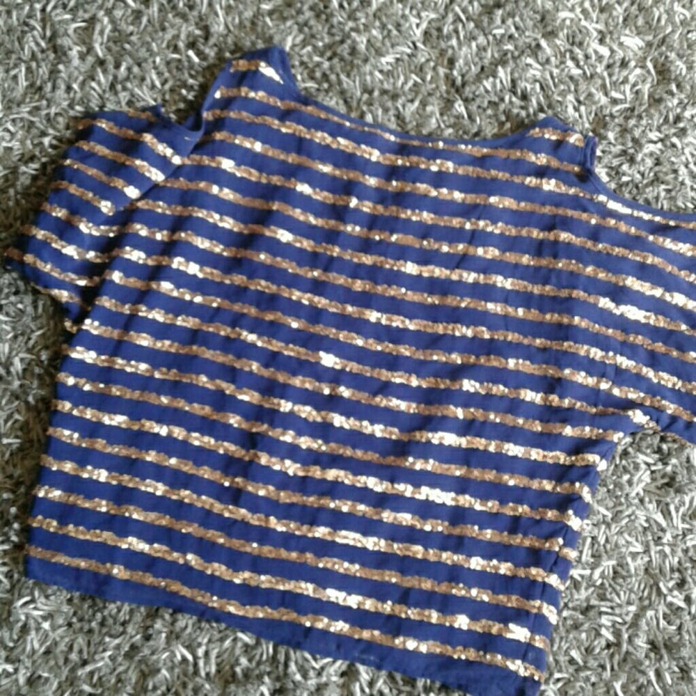 Chiffon Sequin Cold Shoulder Blouse - Picture 3 of 4